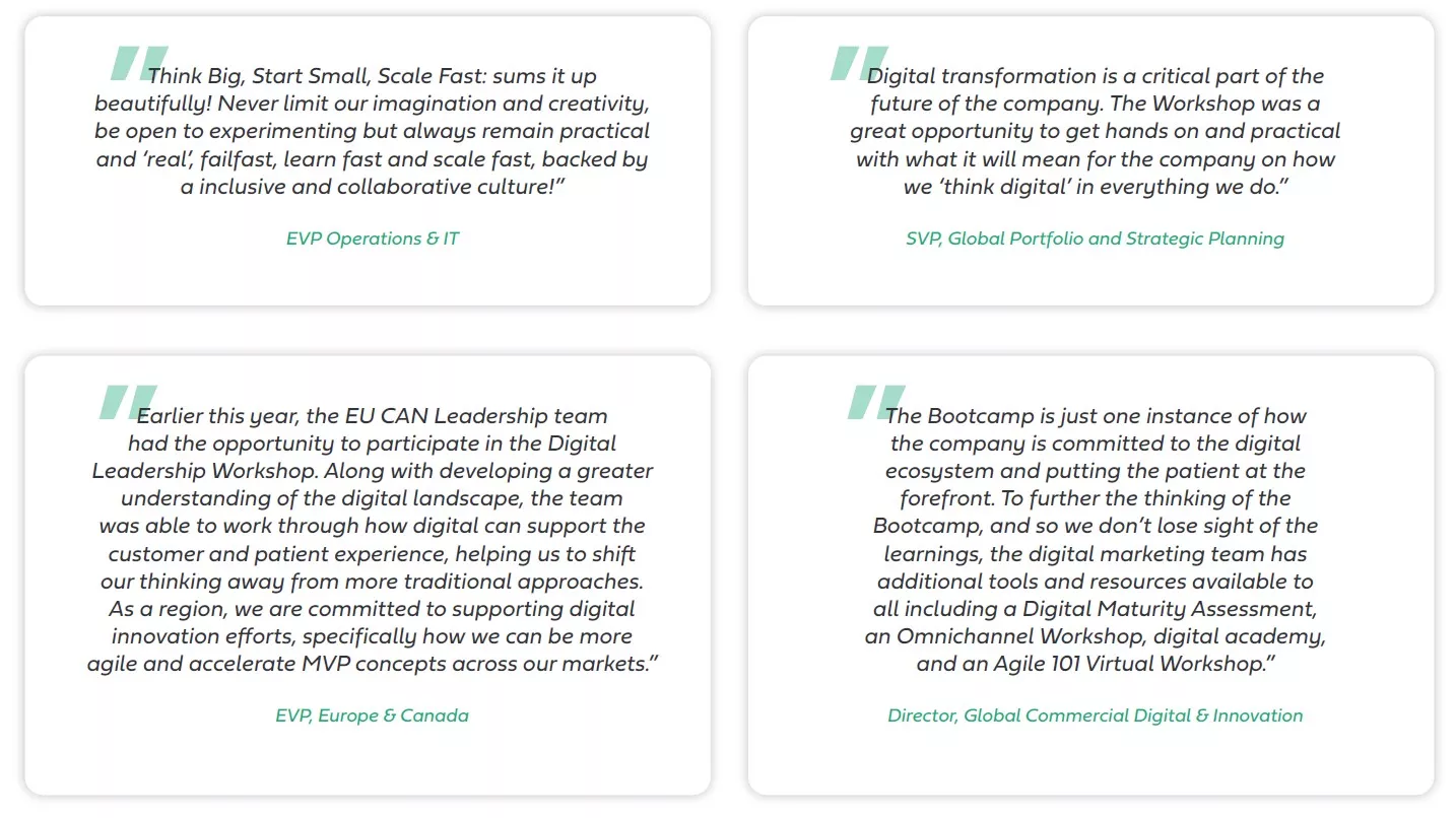 Testimonials from a European Pharmaceutical's company